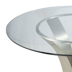 Tavolo da pranzo rotondo con piano in vetro da 48" e base in acciaio inossidabile cromato