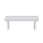 Panca da pranzo in similpelle bianca con gambe in acciaio inossidabile lucido